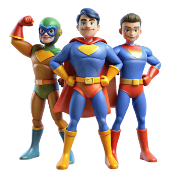 serene abstract Superhero Team 3D Illustration original png
