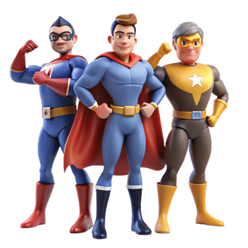 stunning traditional 3D Cartoon Superheroes Illustration detailed png
