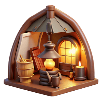 beautiful creative Cozy Cabin 3D Illustration original png