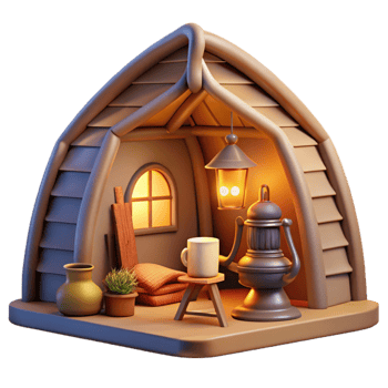 vibrant traditional Cozy 3D Cottage Illustration high quality png