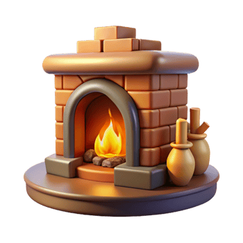 dramatic vintage Cozy 3D Fireplace Illustration high resolution png