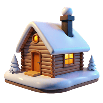 impressive abstract Cozy 3D Winter Cabin Illustration exclusive png