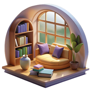 impressive artistic Cozy 3D Rendered Room Illustration authentic png