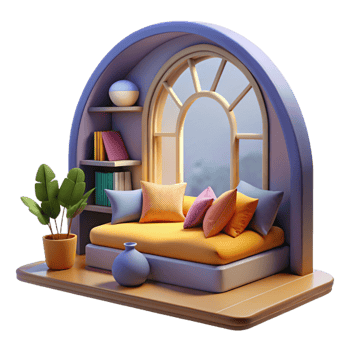 impressive classic Cozy 3D Rendered Room Illustration 4K png