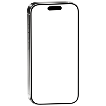 White Titanium Smartphone Mockup Template Without Background. White Screen. Isometric png