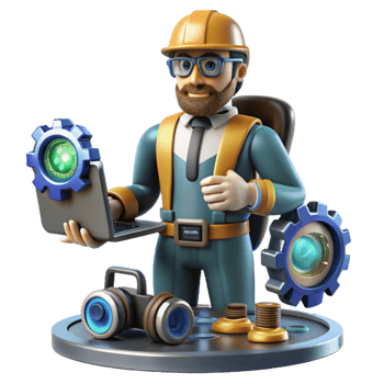 3D Engineer Cartoon Illustration png