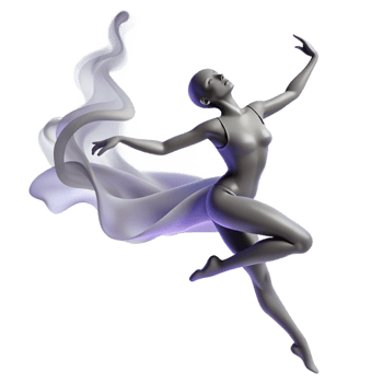 3D Dancer in Flowing Fabric png
