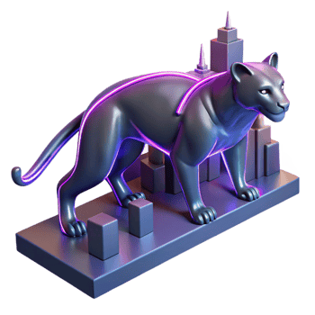Neon Panther Cityscape 3D Render png
