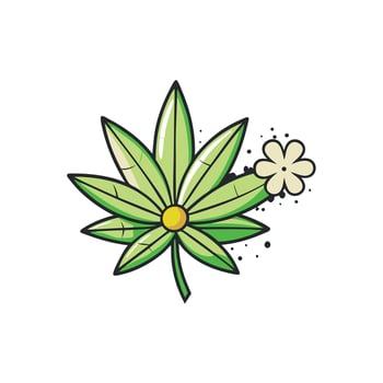 Vibrant Green Cannabis Leaf with Delicate Flower Illustration vector