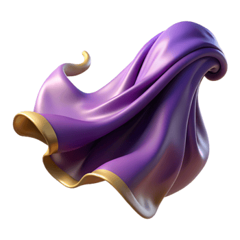 Purple Gold 3D Fabric Drape Illustration png
