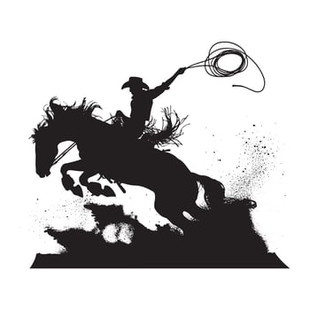Vintage Cowboy and Horse Silhouette. vector