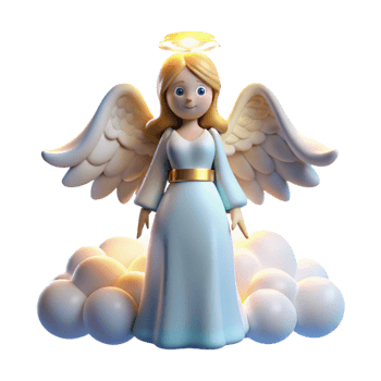 3D Render Angel on Clouds png