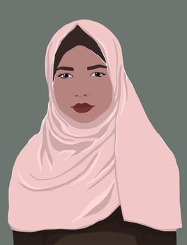 Beautiful Muslim woman in hijab. flat illustration. vector