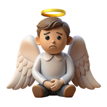 elegant contemporary Sad Angel 3D Render high resolution png