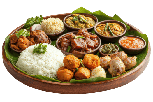 Delicious indian thali feast restaurant food indoor close-up png