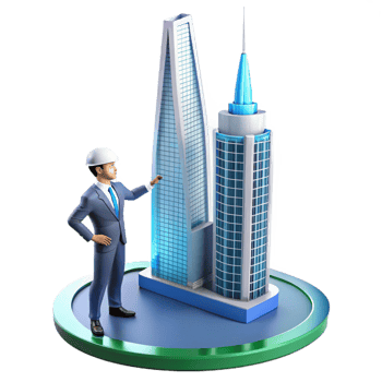 3D Illustration Architect Skyscrapers Model png