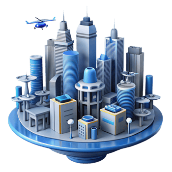 impressive classic Futuristic Cityscape 3D Illustration exclusive png