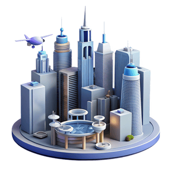 stunning rustic Futuristic Cityscape 3D Illustration authentic png