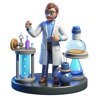 impressive creative 3D Cartoon Scientist Lab Illustration original png
