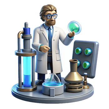 vibrant traditional 3D Cartoon Scientist in Lab genuine png