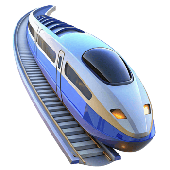 elegant contemporary Futuristic High Speed Train 3D Render high resolution png