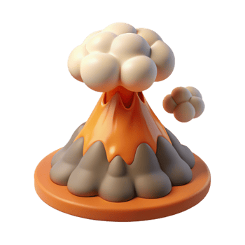 stunning minimalist Cartoon Volcano 3D Render authentic png