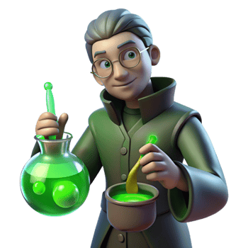 3D Cartoon Scientist Potion Illustration png