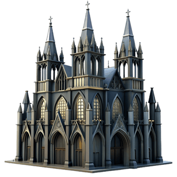 elegant contemporary Gothic Cathedral 3D Model premium png