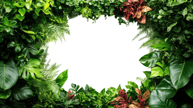 Lush greenery frame nature botanical indoor close-up serenity png