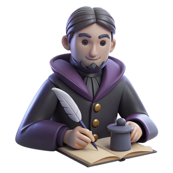 3D Illustration Writer Quill Pen Book png