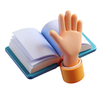 3D Illustration Hand Raised on Open Book png