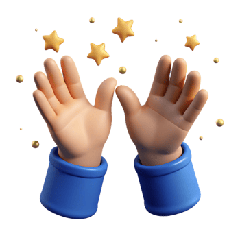 3D Cartoon Hands Reaching for Stars png