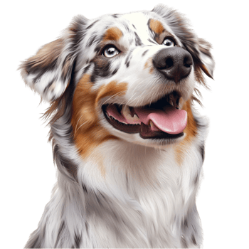 Happy Australian Shepherd dog with eyes looks friendly and energetic png