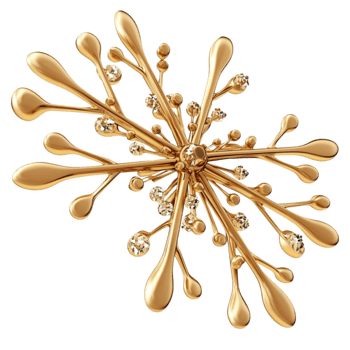 Golden snowflake ornament with shiny beads looks festive and luxurious png