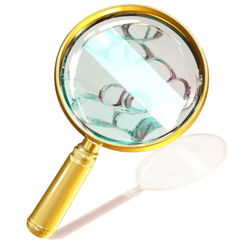 Goldrimmed magnifying glass with a reflective lens looks detailed and investigative png