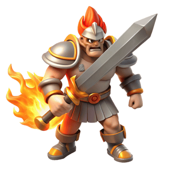 stunning vintage Fiery Gladiator 3D Render exclusive png