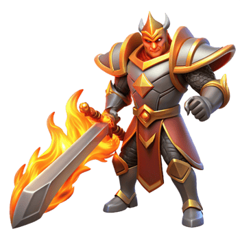 elegant traditional Fiery Knight 3D Illustration genuine png
