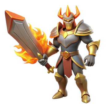 beautiful artistic Fiery Knight 3D Render high resolution png