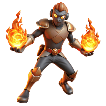 elegant abstract Fantasy Fire Mage 3D Render high quality png