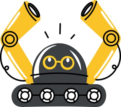A flat style illustration of cute robot action vector