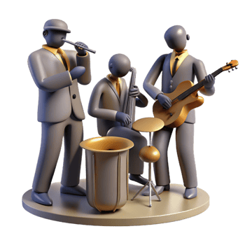 serene abstract 3D Jazz Band Illustration exclusive png