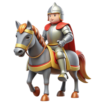 3D Render Knight on Horseback Illustration png