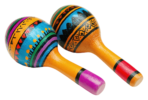 Colorful maracas playing traditional music mexico cultural instruments png