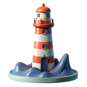stunning rustic Cartoon Lighthouse 3D Render 4K png