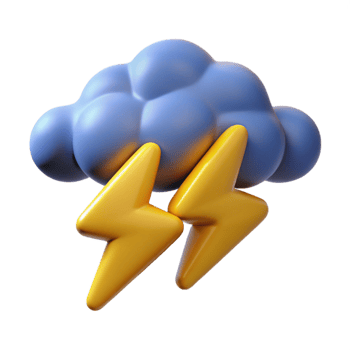 3D Cartoon Cloud with Lightning Bolts png