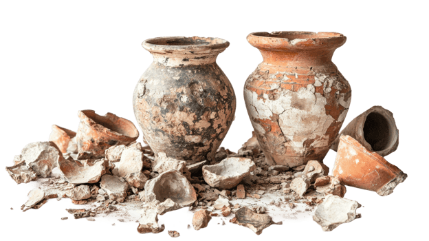 Ancient pottery discovery archaeological site artifacts studio png