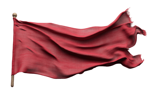 Waving red flag symbolizing change outdoor setting textile png