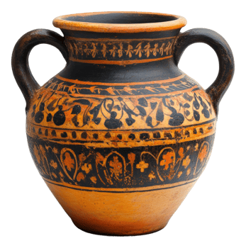 Museum exhibition decorative ancient pottery and cultural heritage png