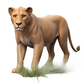 impressive minimalist 3D Lioness in Grassland authentic png