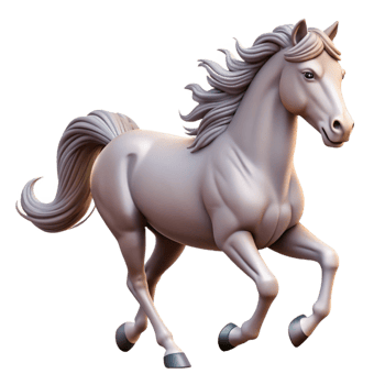 dramatic vintage Galloping Horse 3D Render exclusive png